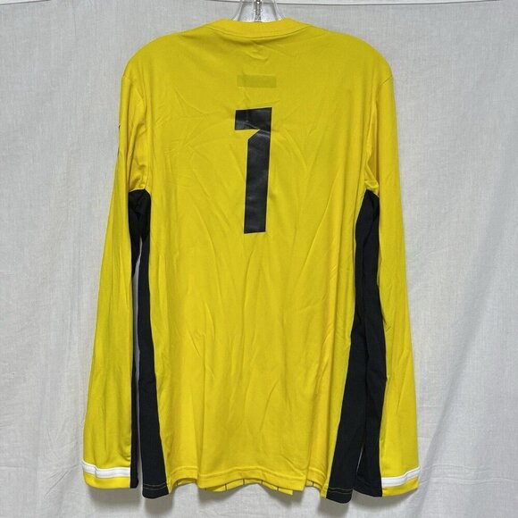 Adidas Adult Medium Climalite Goalkeeper Solar Soccer Jersey Aeroready Yellow #1 - Picture 2 of 5